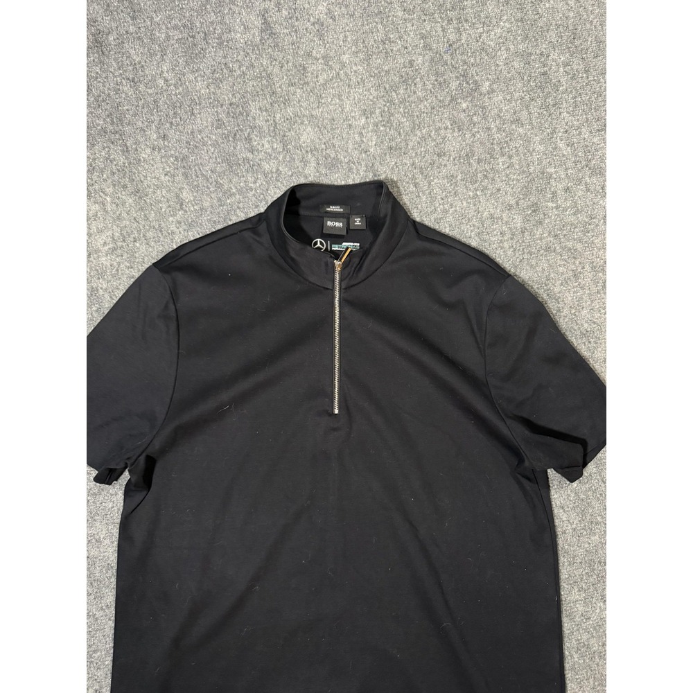 Hugo Boss Shirt Mens XL Black Mercedes AMG Petronas Mock Neck Zip Tee Racing - Picture 3 of 9